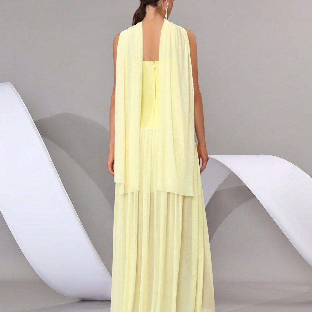 Yellow Chic Women's Strapless Rhinestone Maxi Dress - Picture 7 of 8